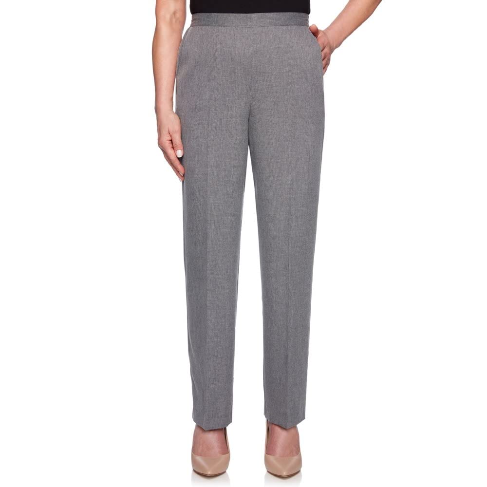 Alfred Dunner Womens Boardroom Mini Texture Pants - Medium Length - Petite Size Grey 18 Petite