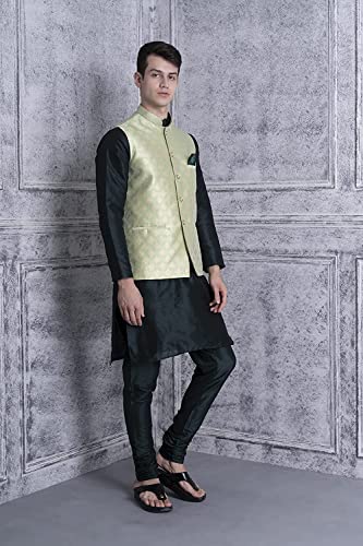 Image of Uri and MacKenzie Men's Silk Blend Kurta Pajama with Designer Ethnic Nehru Jacket /Modi Jacket