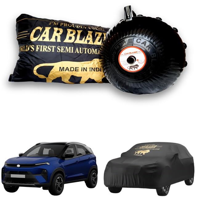 CARBLAZER® Portable & Semi-Automatic Full Body Car Covers - Heavy Duty Device |Dust Proof | UV Safe| Water Resistant | Anti-Theft & Scratch Proof Covers, Compatible with Tata Nexon-image-29