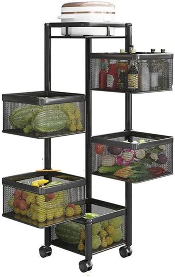 Multi-Layer Kitchen Rack Storage Rack Vegetable and Fruit Basket Trolley Multi-Functional Kitchen Storage Rack(D,80cm*35cm)