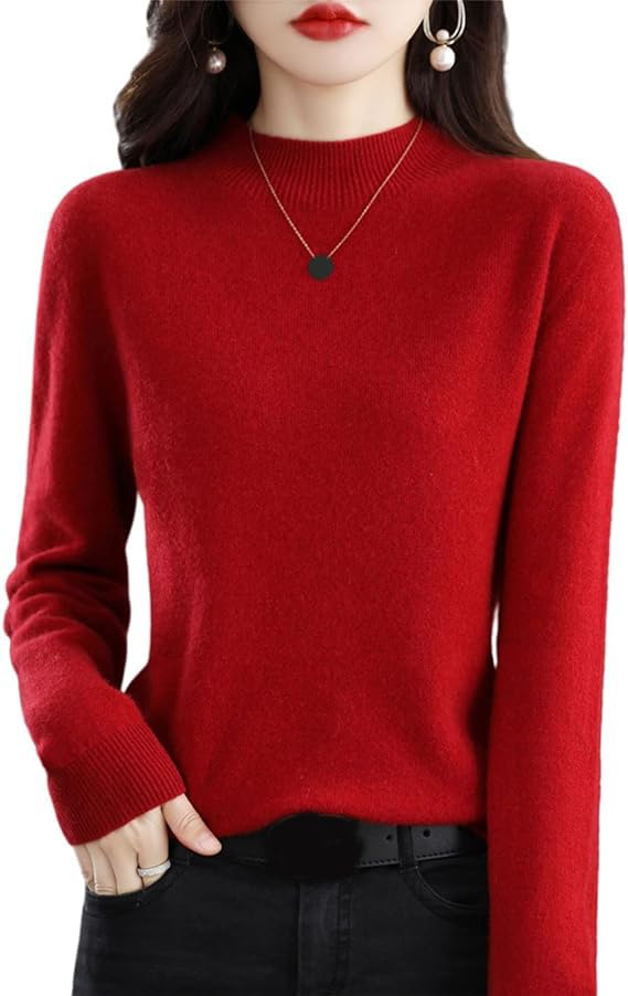 Cashmere Sweaters for Women, 100% Cashmere Crew Neck Long Sleeve Soft Pullover Sweater