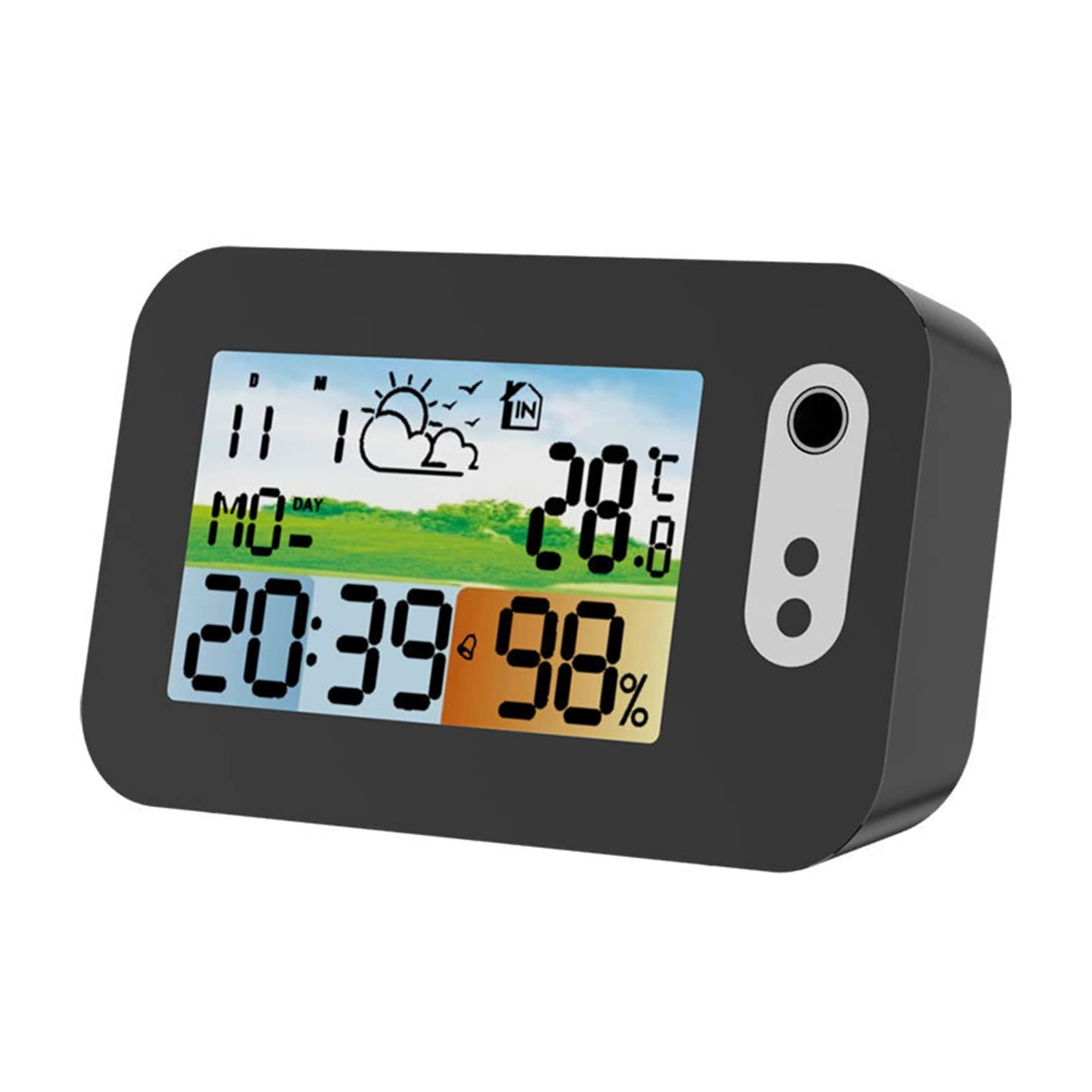 Stacja Pogodowa, Desktop do studiów sypialni LCD Kolorowy ekran cyfrowy budzik, mała prognoza pogody Temperatura Kalendarz elektroniczny zegar elektroniczny(Wit)