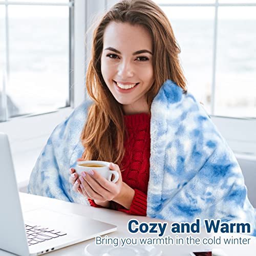 Heated Blanket Electric Throw Blanket- Ultra Soft Cozy Sherpa Heating Blanket,50" X 60" Fast Heating Blanket, 12 Heating Levels & 1-24H Auto-Off, Machine Washable, For Home Office, Blue #TOP3