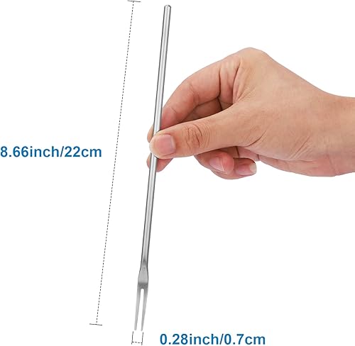 Miniatura 4 de Tenedor de acero inoxidable de 8.66 pulgadas, tenedor de ensalada de mango largo, tenedor de oliva, tenedor de cóctel, tenedor de postre, tenedores