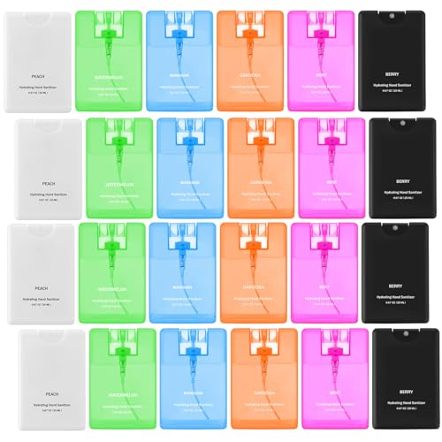 Dansib 24 Pcs Hand Sanitizer Spray Bulk Travel Size Hydrating Hand Sanitizer Mini Pocket Sprayer Mist Refillable Appreciation Gifts Set for Women Teacher Coworker Guests Birthday Mothers Day Gifts