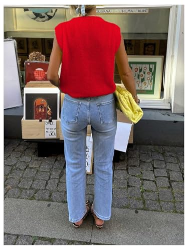 Floerns Women's Going Out Sleeveless Knitted Sweater Vest Crew Neck Pullover Tops3