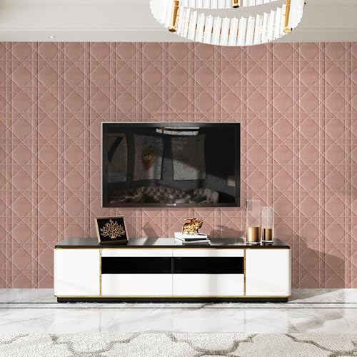 Aurawall Velvet 3d wall panels for Interior wall Decor peel and stick, Soundproof Geometric Textured 3d Wall Panels for Living Room, Bedroom, TV Background Pink 17.7" x 17.7", Covers 26.15 Sq.Ft 12pcs Aurawall Velvet 3d wall panels for Interior wall Decor peel and stick, Soundproof Geometric Textured 3d Wall Panels for Living Room, Bedroom, TV Background Pink 17.7" x 17.7", Covers 26.15 Sq.Ft 12pcs