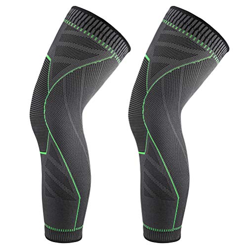 Aimina Lange Sport Knieschoner [2er Set ] [M - XXL] 3D-Kompression Sport Kniebandage Männer & Damen für Radfahren im Freien, Bergsteigen, Fitness, Basketball usw. (L) Cover