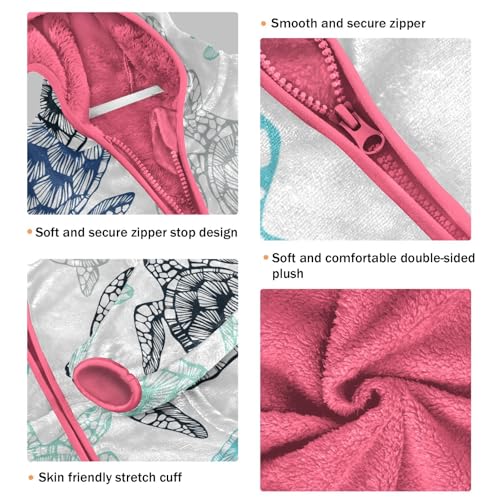 OTVEE Ocean Blue Sea Turtles Kids Hoodie Jacket Fall Spring Full Zip Warm Outwear Coat3