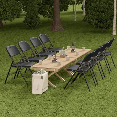 Nazhura 350 Weight Limit Heavy Duty Plastic Folding Chair with Reinfoced Steel Frame for Indoor and Outdoor, Wedding, Party, Restaurant, Meeting Room, Patio and Garden (Black, 6 Pack) - Thumbnail 7