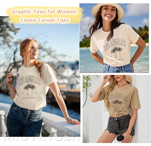Womens Los Angeles California T-Shirts Funny Letter Printed Vintage Graphic Casual Workout Tops Holiday Tee Shirt3