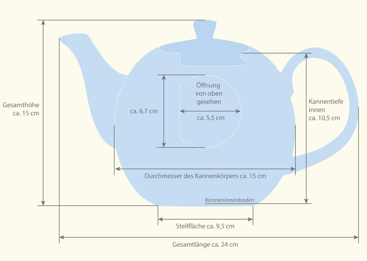 Kaffeeservice aus Fine Bone China Porzellan. Tee- / Kaffeekanne 1,5l mit stilvollem Rautendekor, 2 Kaffeetassen und 2 Unterteller.