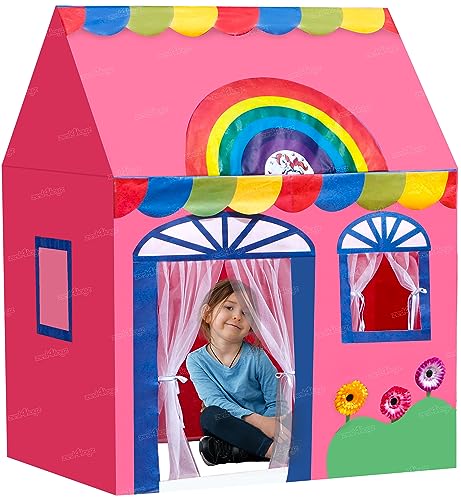 zest 4 toyz Jumbo Big theme tent house for Girls Kids Home Pretend Play Toy House Hut for Kids (Rainbow pink Tent) Size Nearly 4.5 Ft (110 L x 134 H cm)