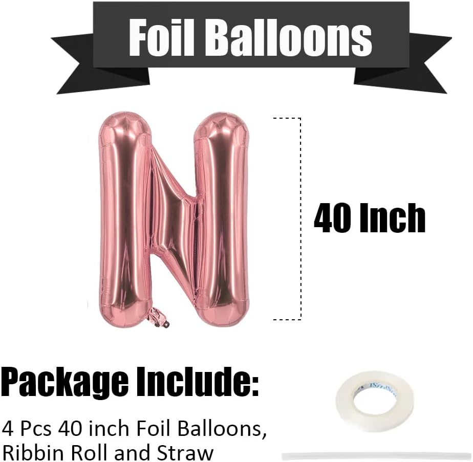 4 Pcs One Balloon Set 40 Inch ONE Letter Balloon and 1 Number Balloon Big Rose Gold Large Balloons for 1st Birthday Decorations Boys Girls Pet - Image 3