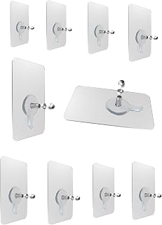 PGly Non-Mark Wall Hook Durable Practical Transparent Strong Glue Nail Wall Nail no Hole Transparent Non-Nail Wall Hook Heavy Duty Waterproof Seamless Screw -10PCS