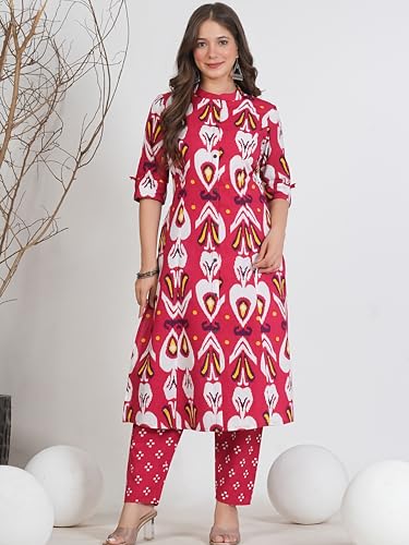 Image of rytras Women's Cotton A-Line Kurta Set with Palazzo Pants