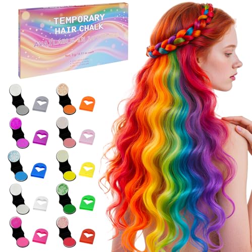 BUTBU 10 Piezas Tizas para El Pelo, 10 Colores Tizas Temporales...