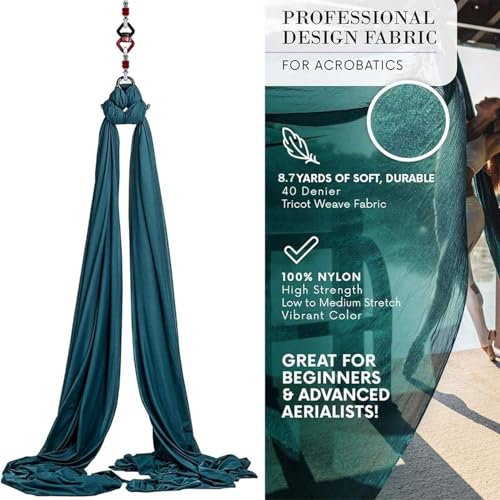 Sedas aéreas, hamacas de yoga, kit de práctica de hamaca de yoga, con conector giratorio de 360°, telas de baja elasticidad, para principiantes, baile en casa, gimnasia de interior