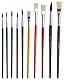 Idena 626052 - Schulmalpinsel, 10-teilig, verschiedene Haar- und Borstenpinsel, lackiert, 1 Set
