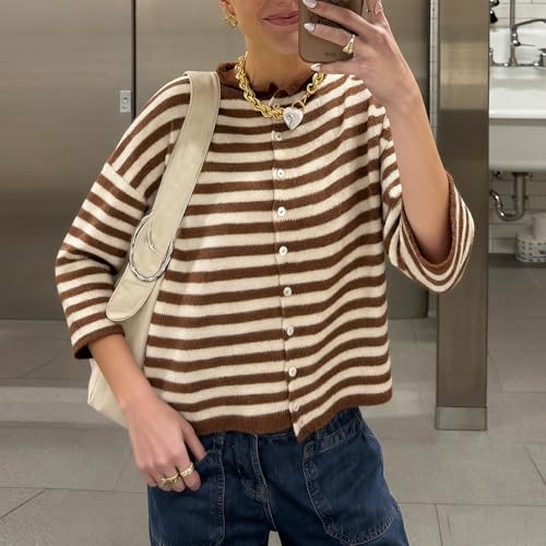 Image of Women Knitted Crop Cardigan Shirt Short Sleeve Button Down Ribbed Knit Crop Top Y2k Girls Outwear Top Tee Shirt