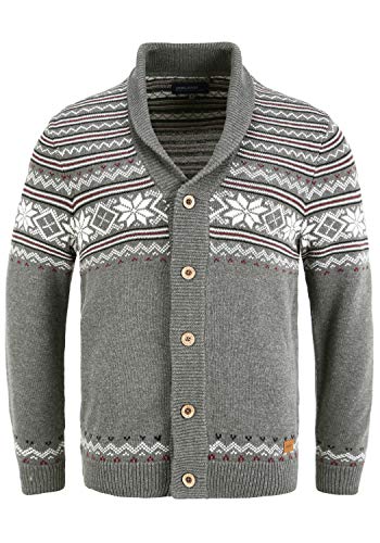 Blend Velero Herren Strickjacke Cardigan Grobstrick mit Schalkragen, Größe:L, Farbe:Pewter Mix (200277) Cover