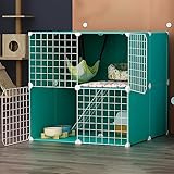 MRVAKDYDI Hundezwinger Welpen Katze Kaninchen, Katzenkäfig-Gehäuse-Laufstall Harz-Plastik und Metall Mehrere Größen 27,9 Zoll Blau und Lila(Blue Normal,27.9' L X 27.9' W X 27.9' H)