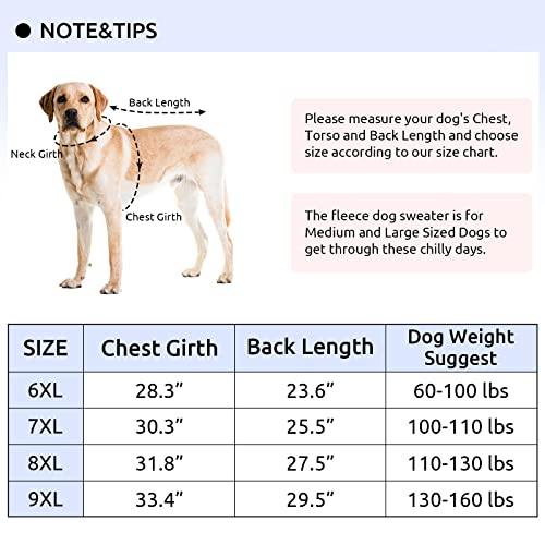 Queenmore Large Dog Sweater, Warm Fleece Dog Sweater For Medium And Large Size Dogs, Dog Winter Sweater, Soft Cold Weather Sweater For Labrador, French Bulldog, Beagle, Corgi, Boxer, Great Dane, Red #TOP3