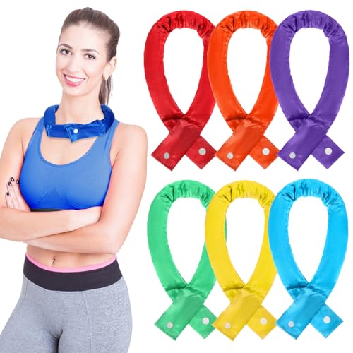 Image of Cozypower 6 Pcs Cooling Neck Wraps with Button Cooling Bandana Neck Cooler Scarf for Hot Weather Ice Neck Wrap Summer Outdoor