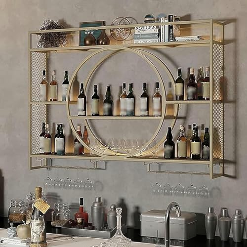 Casier à vin mural or pour optimiser l'espace et décorer le salon