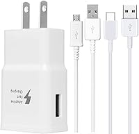 WGHWQ Fast Charger for Samsung Galaxy Tab A/S/E Series - 9V/2A Adaptive Wall Charger with Micro USB & USB-C Cables