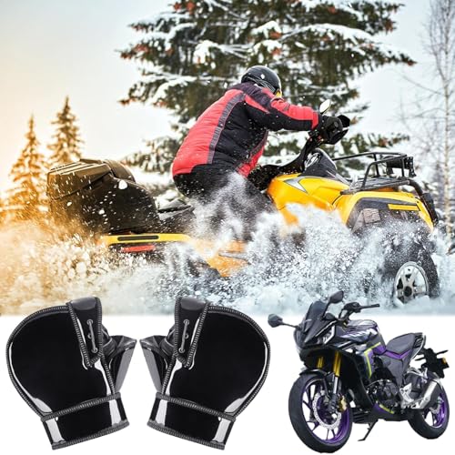 バイク用ハンドルカバー ハンドルウォーマー PU防水外層 2024年新型 防寒 防風 冬対策 汎用 ハンドル防風カバー 自転車 オートバイ 原付 スクーター可用 バイク防寒具 撥水 温かい 雨 風 雪 寒い 手 洗える 手袋着用可 簡単取り付け (B-明る