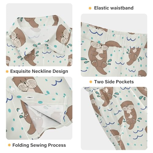 Image of visesunny Boy's 2 Pieces Shirt and Short Set Casual Shirts Short Sleeve Beach Shorts Summer Outfits for 3-10 Years Kids