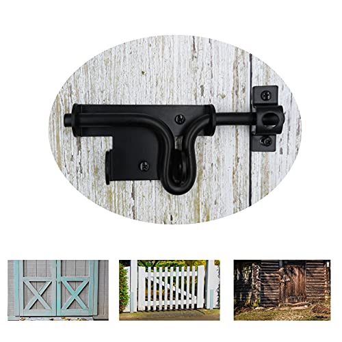Lajiaoz Black Heavy Duty Slide Bolt Gate Latch With Padlock Hole - Solid Hardware Thickened Metal Sliding Bolt Door Locks Gate Latches For Shed Door,Wooden Fences,Barn Doors,Yard Door,Outdoor Latch #TOP4
