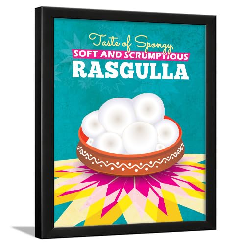 Image of Chaka Chaundh - Rosogolla poster - Sweets Mithai shop and confectionery store wall art framed quotes decor item - Restaurant cafe food Deserts poster frame decoration items - 14 X 11 inches