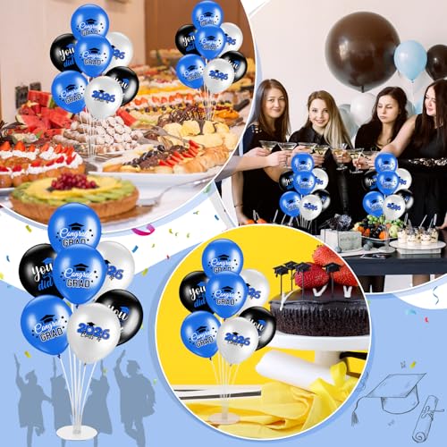 Relaxgiant 4 Set Graduation Party Balloon Stand Kits for Table Centerpieces Balloon Tables Holders with Congrats 2026 Graduation Party Decorations for School College Photo Props(Blue) by Relaxgiant - Used condition - Image 4