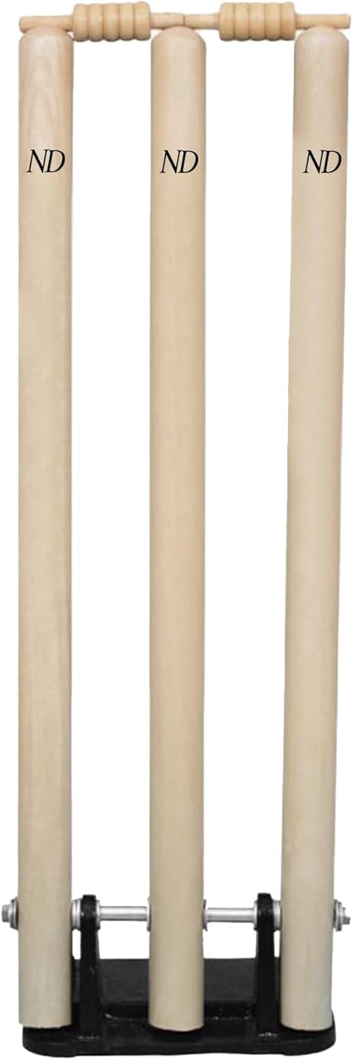 ND Sports Wicket Stumps with Bail – Durable Cricket Stumps Set for All Surfaces | Lightweight & Portable | Perfect for Indoor & Outdoor Matches (Natural, One Size)