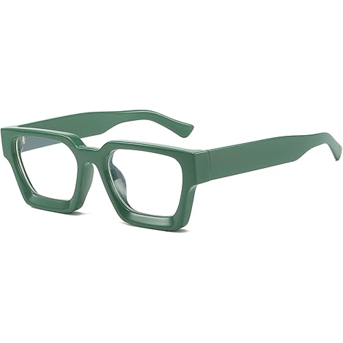 EYLRIM Thick Square Frame Blue Light Glasses for Women Men Non Prescription Computer Eyeglasses