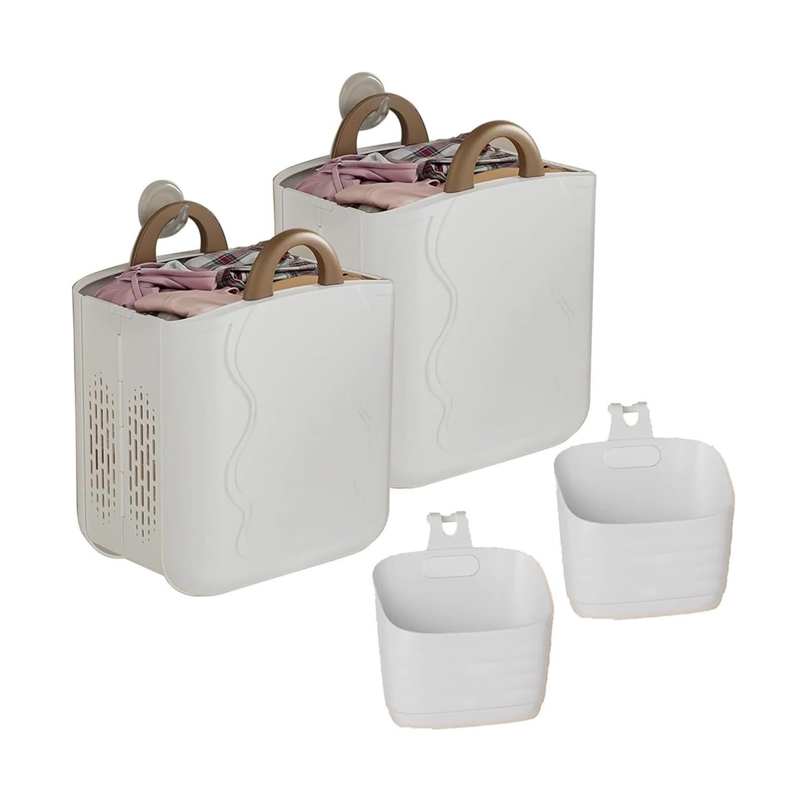 Folding dirty laundry basket, Foldable Wall Mounted Laundry Basket, White, Beige(White)