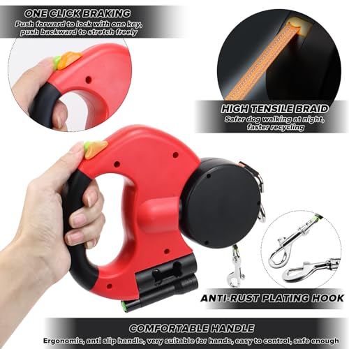 CHRI Hundeleine Doppelleine für 2 Hunde Rollleine Hundeleine 3m mit LED Licht für kleine Hunde bis zu 10kg Gewicht