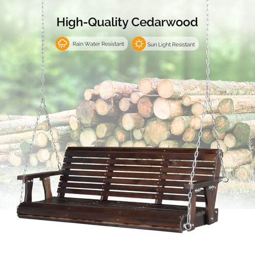 image for VINGLI Heavy Duty 880 LBS Patio Porch Swing Outdoor PU Painting, Hangi