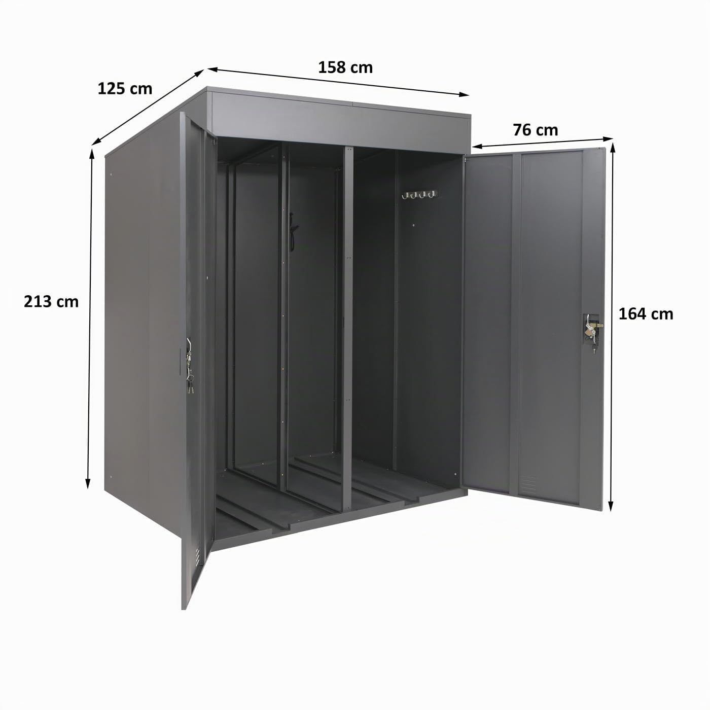 Mendler 2er-Fahrradgarage HWC-H66b 213x158x125cm - anthrazit