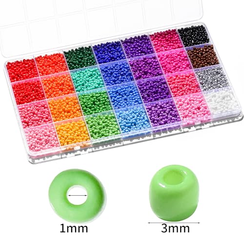 Image of 28 Colors 3mm Seed Beads, 7200PCS Glass Seed Beads Kit for Jewelry Making, Craft and Bracelet Making