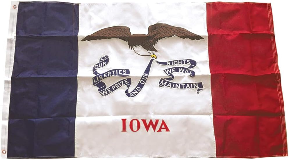 4 Less Co 3x5 Ft IOWA Embroidered State Flag 210D Nylon Double Sided