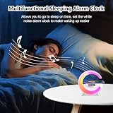 Stolik nocny z budzikiem, nastrojową lampą, stacją ładującą i stołem LED z głośnikiem Bluetooth, 10 kolorów światła