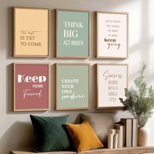 Image of kotart Motivational Quote wall Paintings with Frame for Home Decoration - Painting for Living Room Bedroom Office Wall hanging frames - Pack of 6 (C)