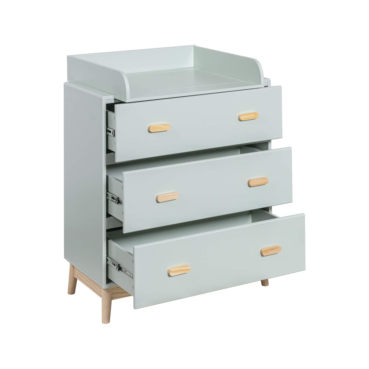 Rebecca Mobili Mueble con Cambiador, Cómoda Cambiador, Verde Agua Marrón, MDF Pino, Compacto, con Cambiador Desmontable - Medidas AxAnxFon: 100 x 80 x 42 cm - Art. RE6985