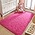 LOCHAS Ultra Soft Indoor Modern Area Rugs Fluffy Living Room Carpets for Children Bedroom Home Decor Nursery Rug 4x5.3 Feet, Hot Pink