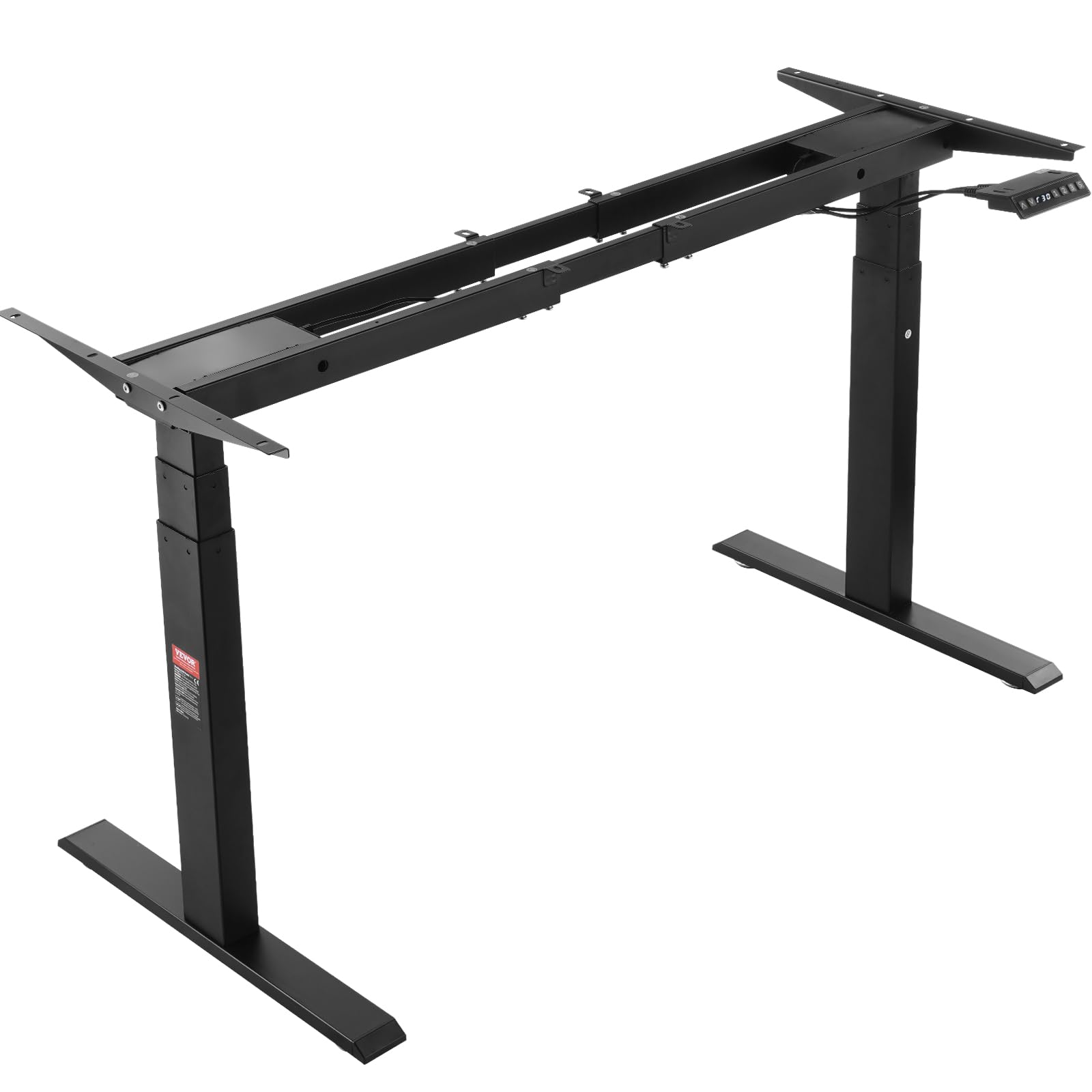 VEVOR Marco de Escritorio de Pie con Motor Dual Altura Ajustable 65-129 cm Patas Eléctricas para Escritorio Longitud de 110-178 cm Base de Estación de Trabajo para Hogar, Oficina, Solo Marco, Negro