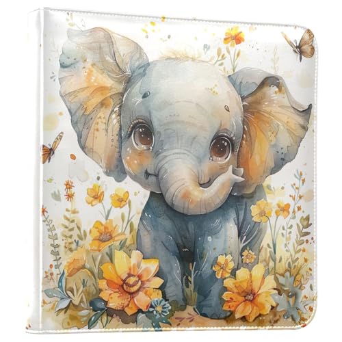 Álbum de fotos Scrapbook adhesivo con diseño floral y elefante, encuadernador de 3 anillos, 40 páginas, 8x10 para recuerdos miniatura 1