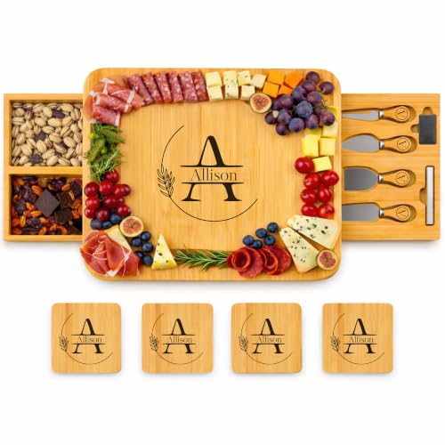 Tabla de cortar de bambú personalizada con cajón y utensilios miniatura 1